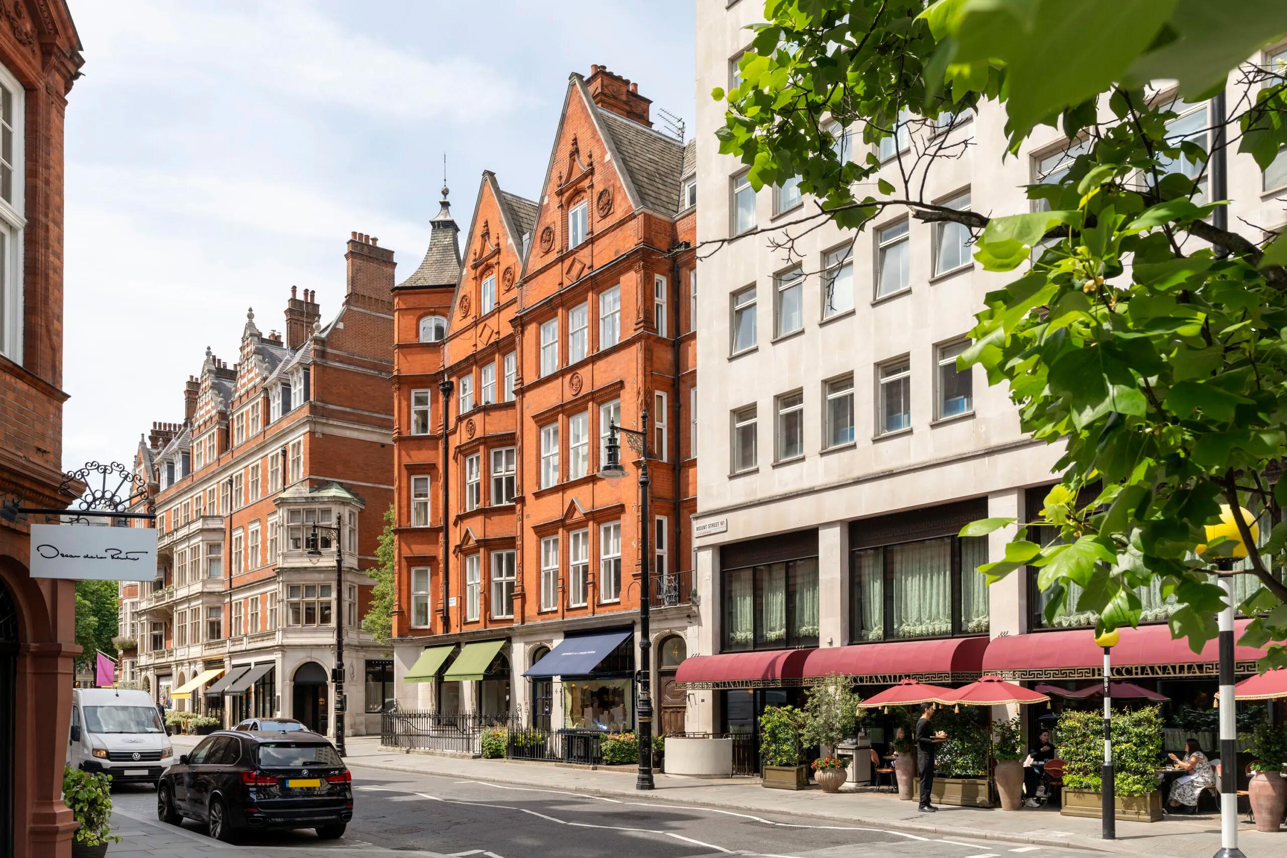 Mount Street Mayfair London luxury boutiques terracotta architecture